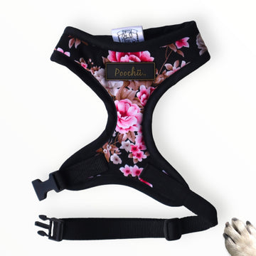Lady Camilla - Hand-made, gorgeous cherry blossom floral harness with Poochu signature label & bow on back  – XS, S, M, L, XL & Custom