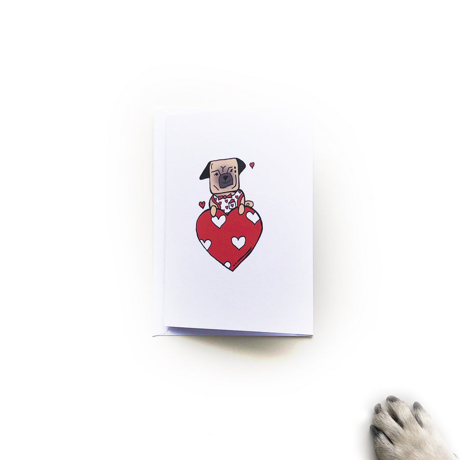 Illustrated Greeting Card - Love Pug 