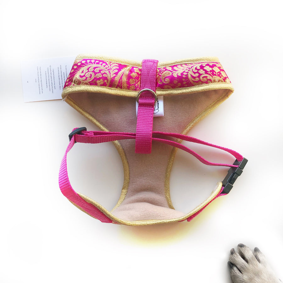 Indian Summer - Hot Pink Bollywood style harness with luxury Indian fabric - XS, S, M, L, XL & Custom