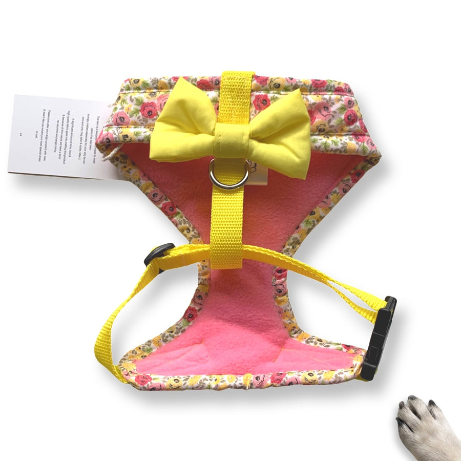 Lady Cecillia- Hand-made, floral harness with bow/tag & pocket options – XS, S, M, L, XL & Custom