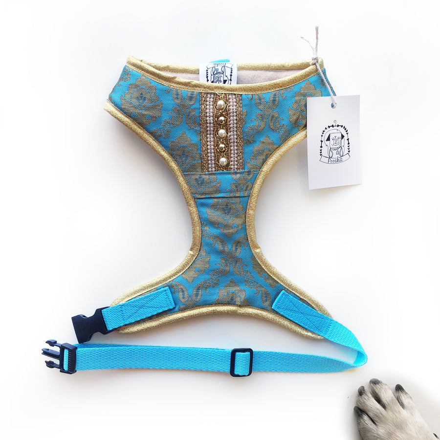 Indian Summer - Sky Blue Bollywood style harness with luxury Indian fabric - XS, S, M, L, XL & Custom