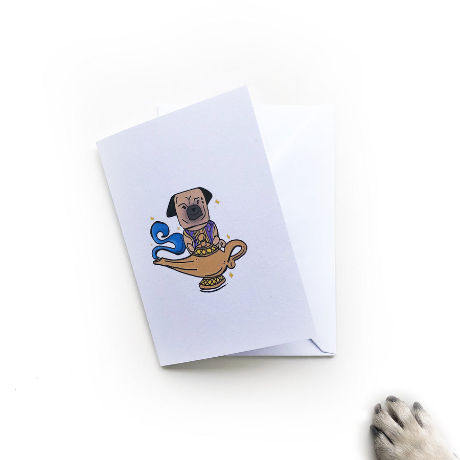 Illustrated Greeting Card - Aladdin Pug 