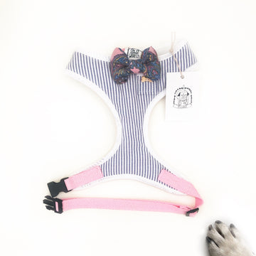 Sir Silvano - Hand-made, linen shirting fabric harness with paisley bow-tie, pocket and bone button – XS, S, M, L & Custom