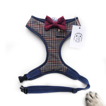 LAST ONE! Sir Gareth - Hand-made, authentic gabardine twill harness with burgundy bow-tie, pocket and bone button – XS, S, M, L, XL & Custom