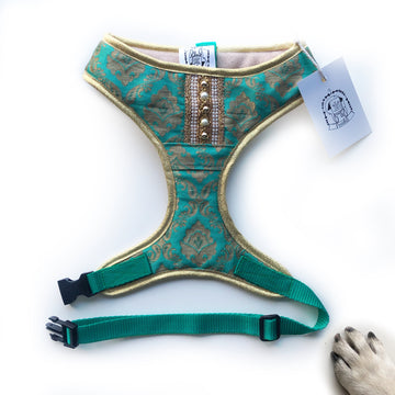 Indian Summer - Green Bollywood style harness with luxury Indian fabric - XS, S, M, L, XL & Custom