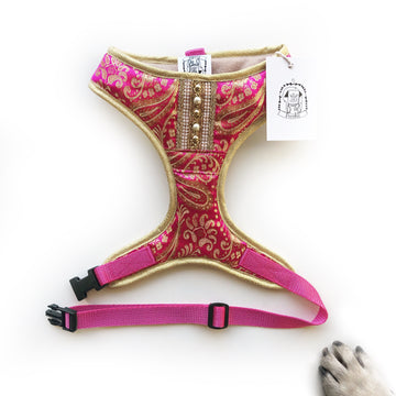 Indian Summer - Hot Pink Bollywood style harness with luxury Indian fabric - XS, S, M, L, XL & Custom