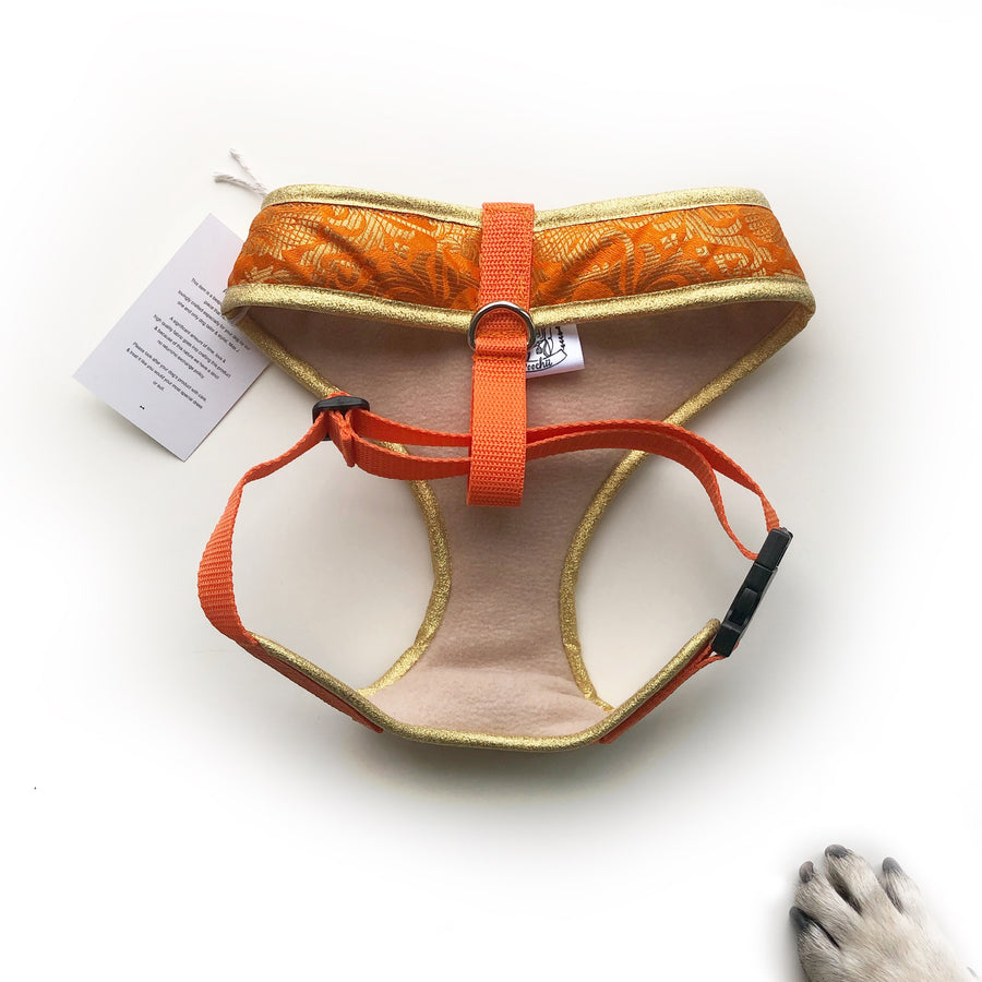 Indian Summer - Orange Bollywood style harness with luxury Indian fabric - XS, S, M, L, XL & Custom